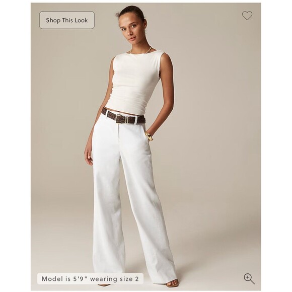 J.CREW Carolina Flare Pant in Stretch Linen Blend Size 8 White NEW Preppy BZ404